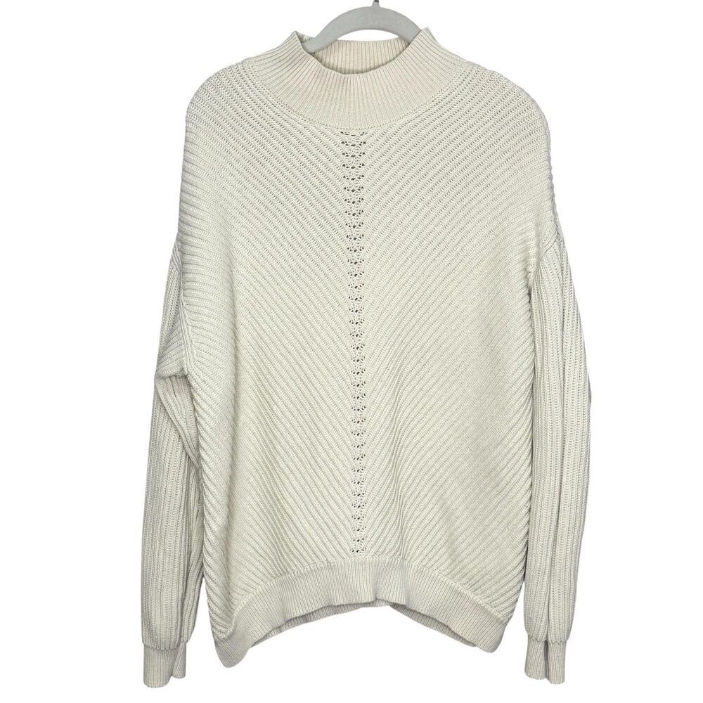 Marine Layer Sweater Womens XL White Mock Neck Textured Knit Pullover